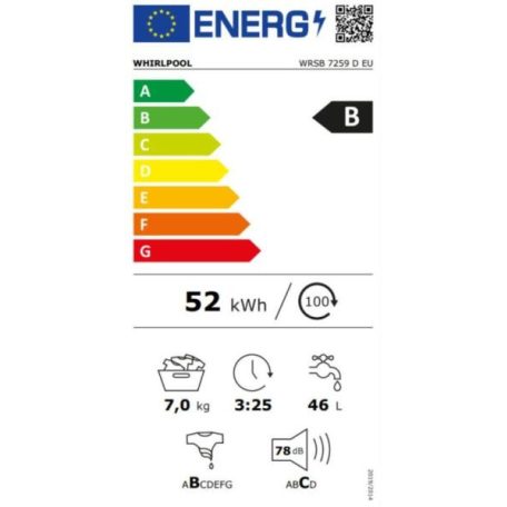 Wirlpool WRSB 7259 D Keskeny Elöltöltős mosógép