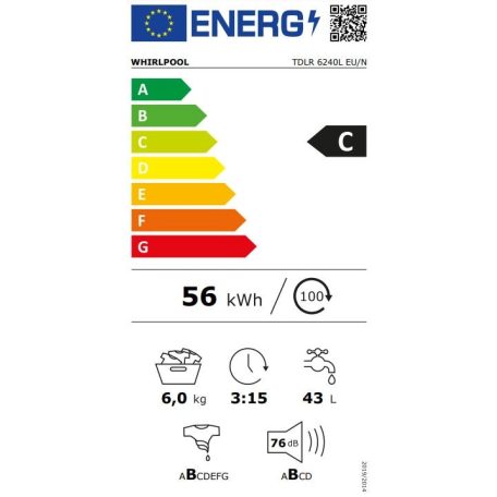 Whirlpool TDLR 6240L EU/N felültöltős mosógép