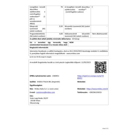 Midea MF100T60B/W-HR Felültöltős mosógép